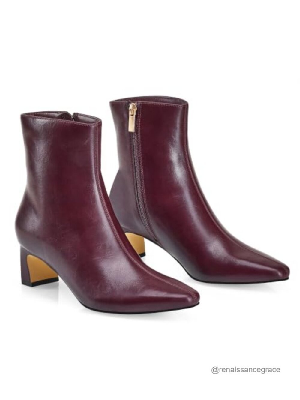 Faux Leather Suede Chunky Block Heel Square Toe Ankle Booties